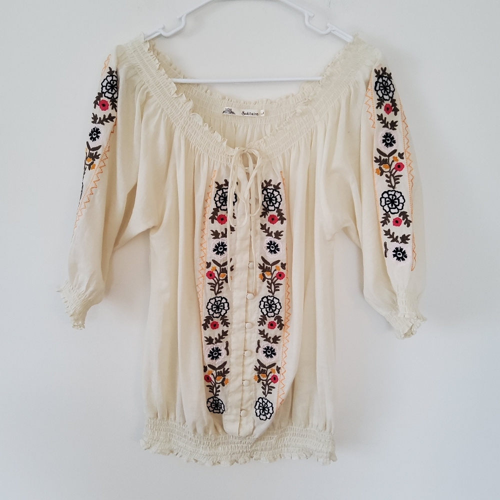 4/$25 Solitaire Peasant Balloon Sleeve Blouse